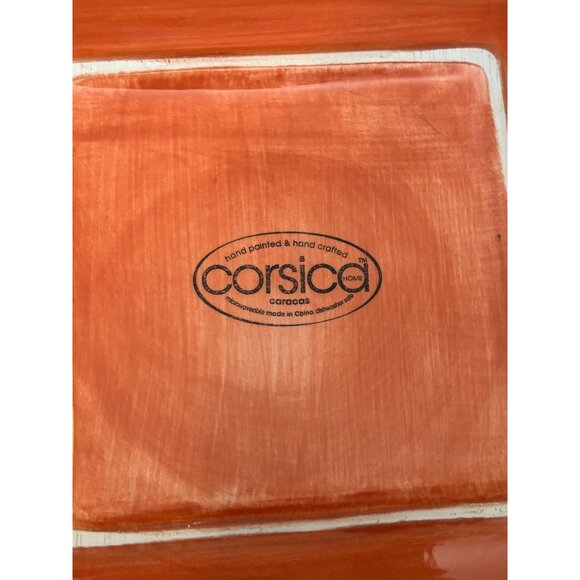 Corsica Hand Painted Large Square Plate Multicolored Check Block design 10"x10" - Picture 3 of 7